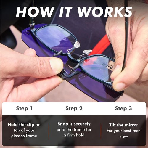 TriEye View Clip On Sunglasses with Rear View Mirror – Clip On Sunglasses Over Prescription Glasses, Flip Up Cycling Eyewear for Men & Women – Polarized Smoke, 145mm Fit