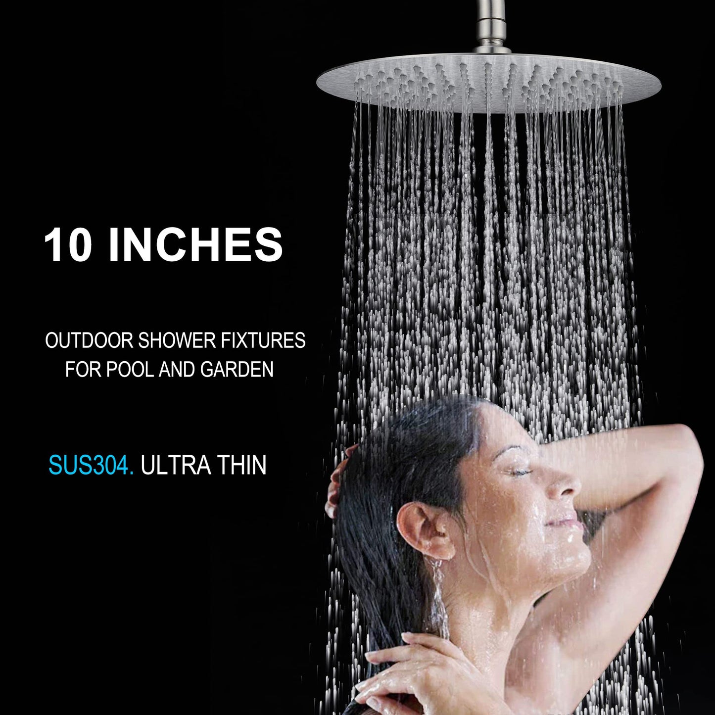 Foroute SS304 Shower Faucet Set - Outdoor Kit - Outdoor Fixtures with Brushed Nickel Shower Head & Handheld Spray, High Pressure
