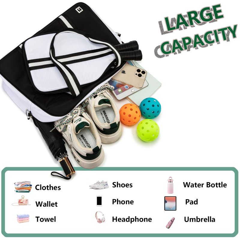 ROYALFAIR Pickleball Bags for Women and Men，Pickleball Paddle Bag Large Capacity can Hand-Carried or Crossbody.