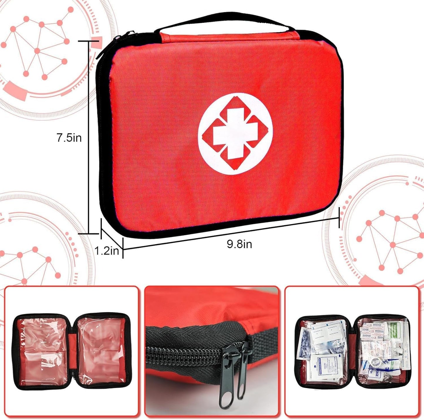 Travel First Aid Kit by [Brand Name] - 300PCS Portable Emergency Gear for Outdoor Adventures | Essential for Home, Car, Hiking, and Camping