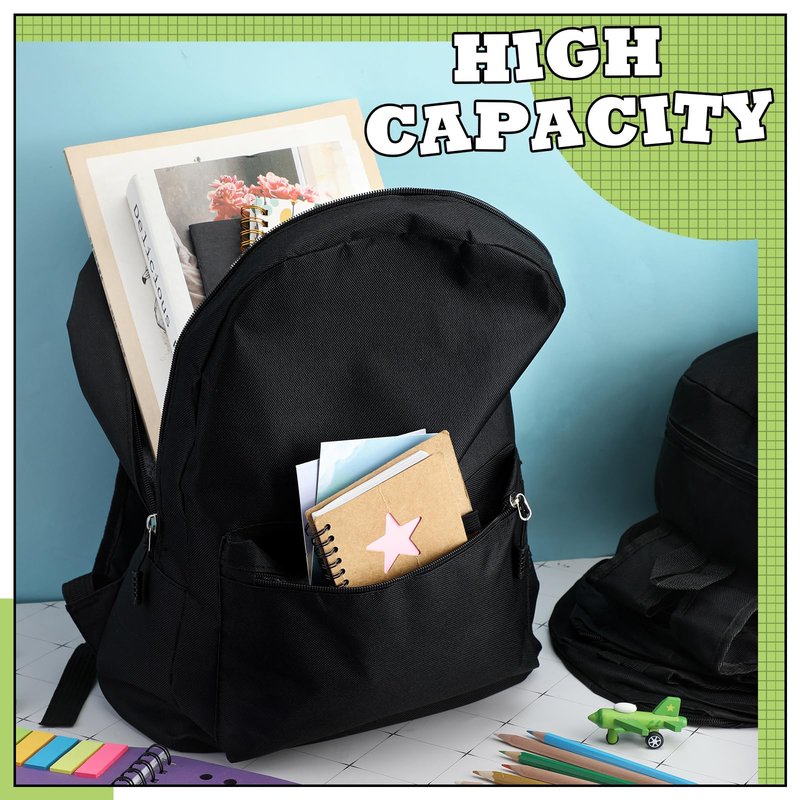 Amylove 24 Pack Backpack in Bulk - 17 Inch Classic Bookbags Bulk Lightweight Outdoor Travel Bag for Elementary Middle High(Black)
