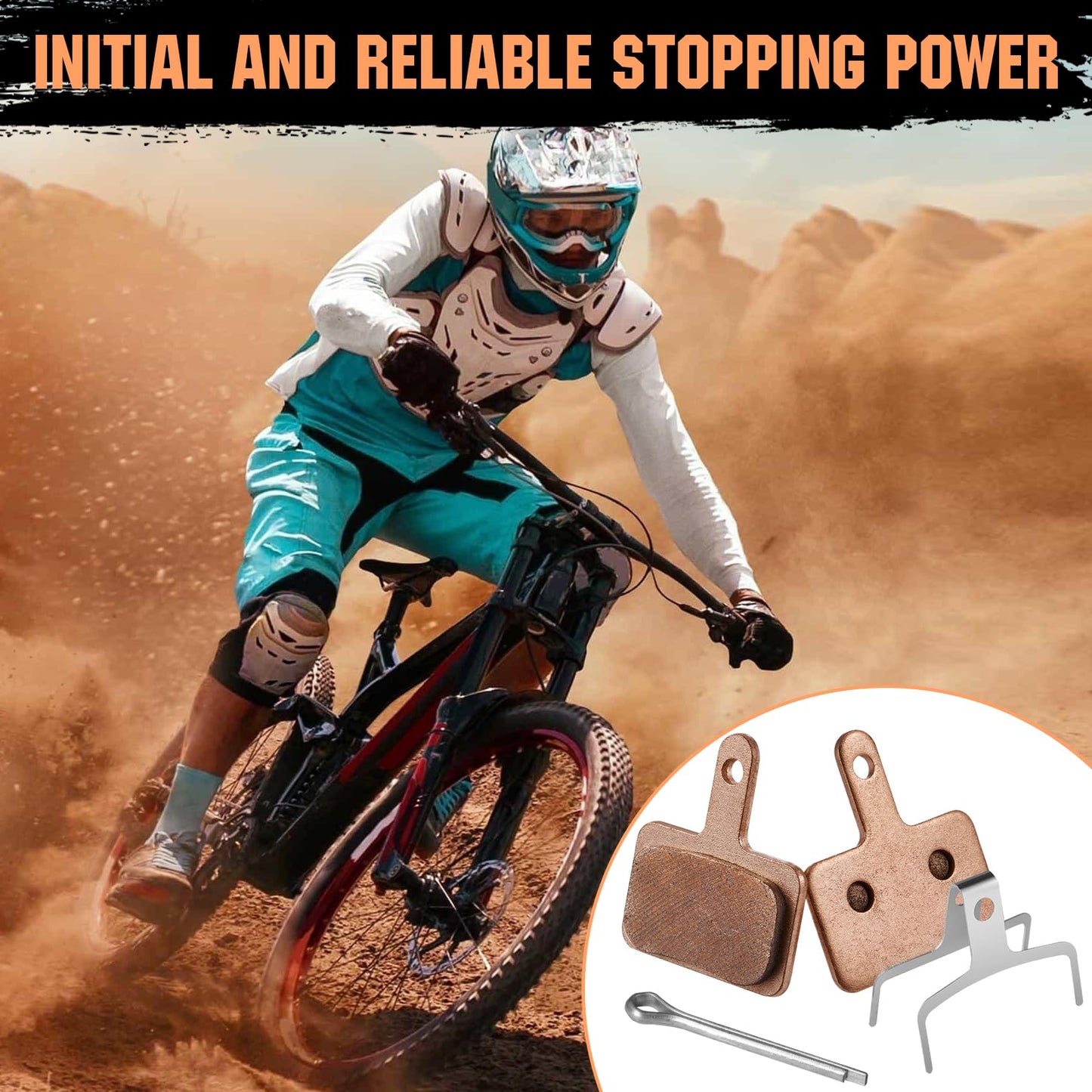 Zacro Bike Brake Pads, 2 Pairs Semi-Metalli Bicycle Disc Brake Pads Fit for Tektro Shimano TRP Br-M575 B01s Mt200 M525 M515 T615 T675 M505 M495 M486 M485, Mountain MTB Ebike Brake Pads Replacement