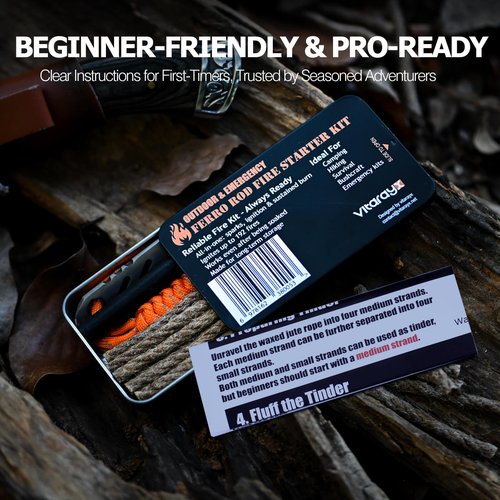 VitarayX Ferro Rod Fire Starter Survival Tool – All-in-One Flint and Steel Fire Starter Kit, Waterproof Firestarter for Camping, Hunting, Bushcraft, Hiking & Emergency Preparedness