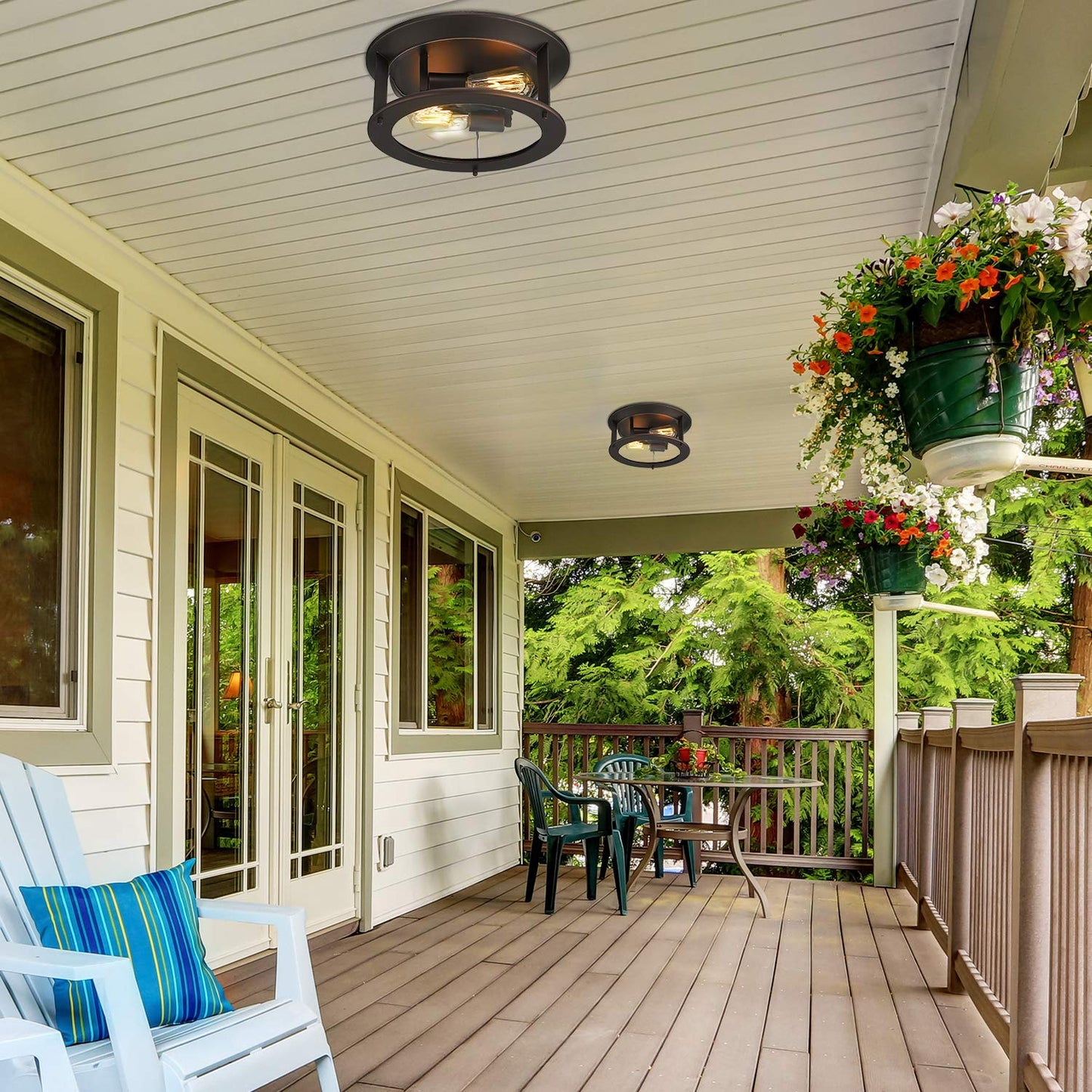 Emliviar Ceiling Light Fixture 12 Inch, Farmhouse Flush Mount Ceiling Light with Clear Glass in Oil Rubbed Bronze Finish, YE19108-F1 ORB