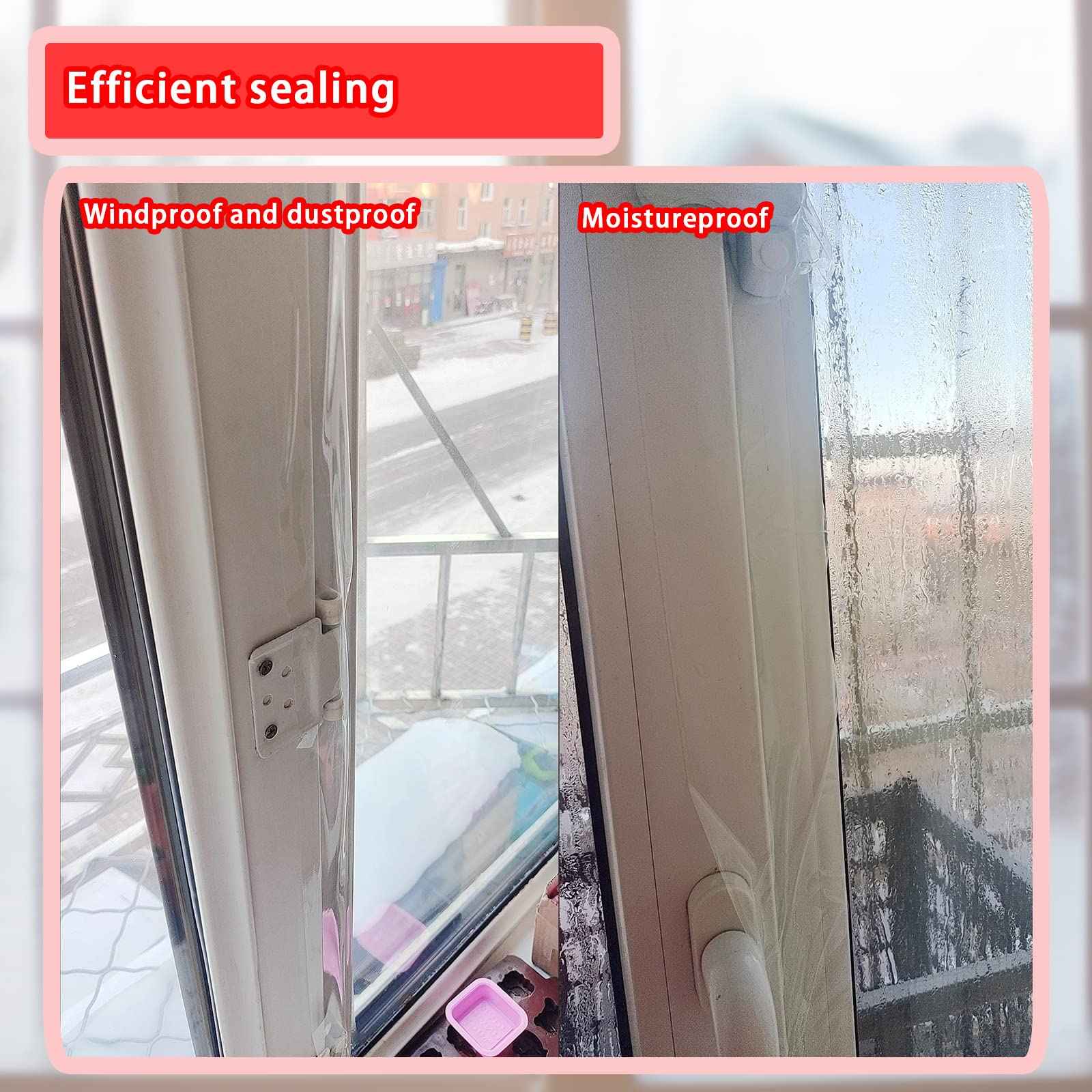 Birllaid Transparent Window Weather Sealing Tape, 3 Inch x 55 Yards (165 FT), Window AC Insulation Air Conditioner Sealing Tape, No Residue, Clear