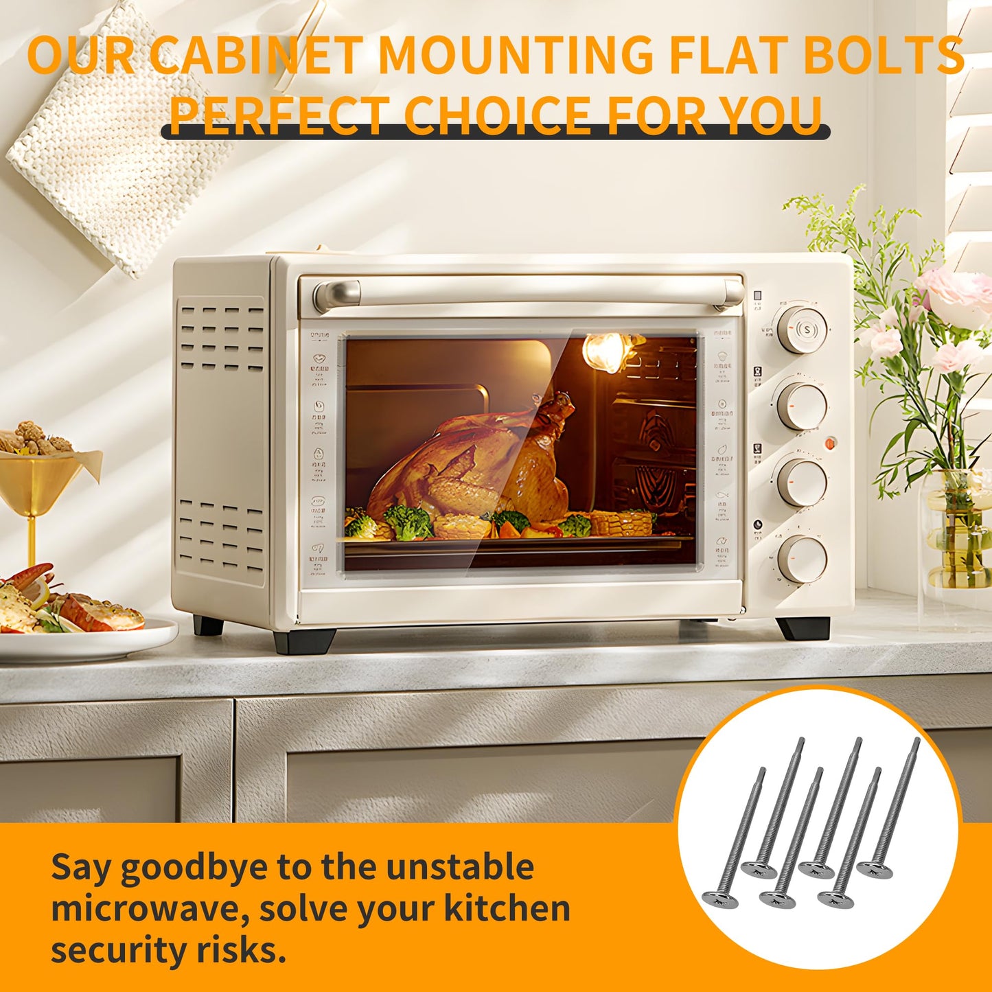 6 Pack WB01X10180 Microwave Mounting Flat Bolt for GE Microwaves,of Flat Bolts for Easy Installation onto Microwave Cabinets - 3.87" L - Secure Your Microwave with Precision