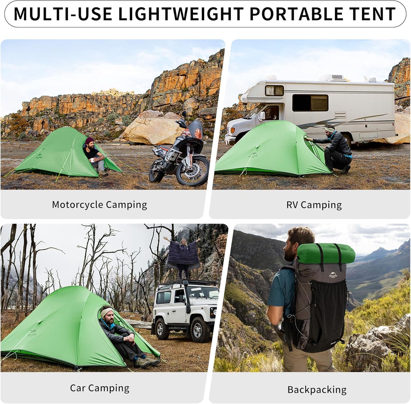 Naturehike Cloud-Up 2 Person Tent - Lightweight Ultralight Backpacking Tent with Footprint | Free Standing Design