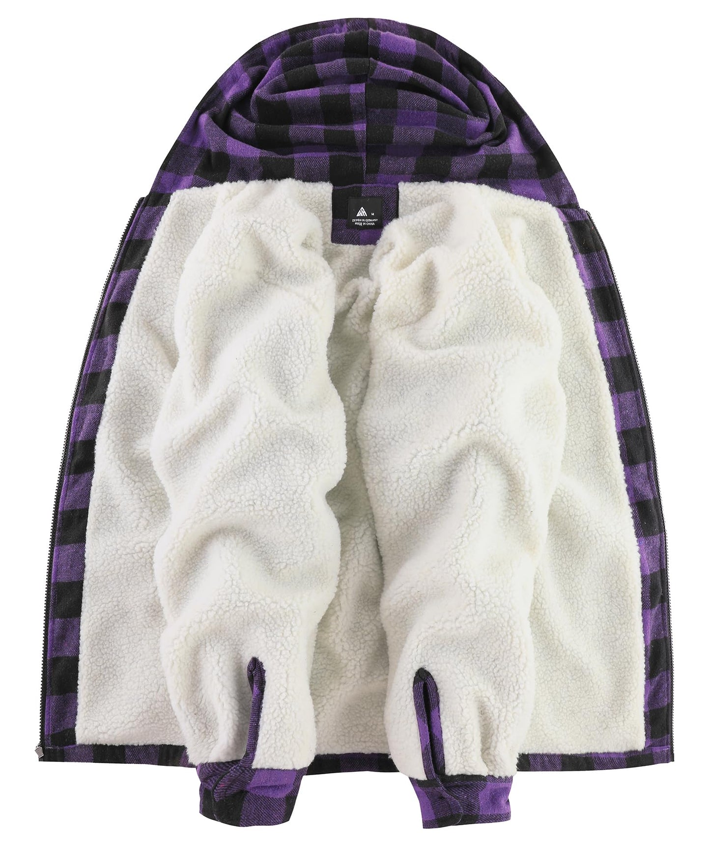 SCODI Men's Flannel Shirt Jacket Fleece Sherpa Lined Plaid Jackets Coat Full Zip Up Hoodie Winter Outwear Purple XL