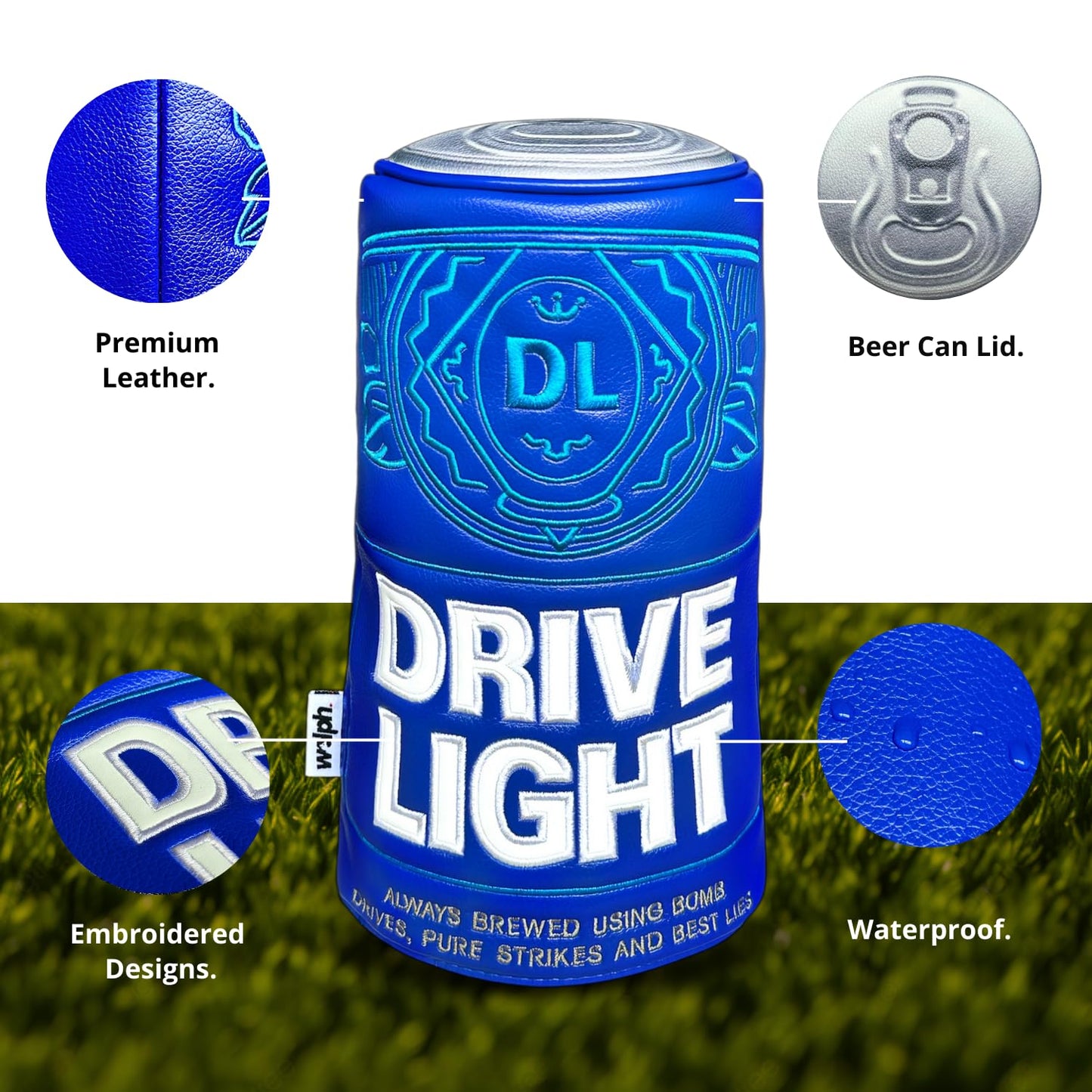 Wolph Drive Light Golf Driver Head Covers - Funny Driver Headcover - Premium Leather - Animal Golf Club Covers - Golf Accessories for Men and Women, Fits Any Size.
