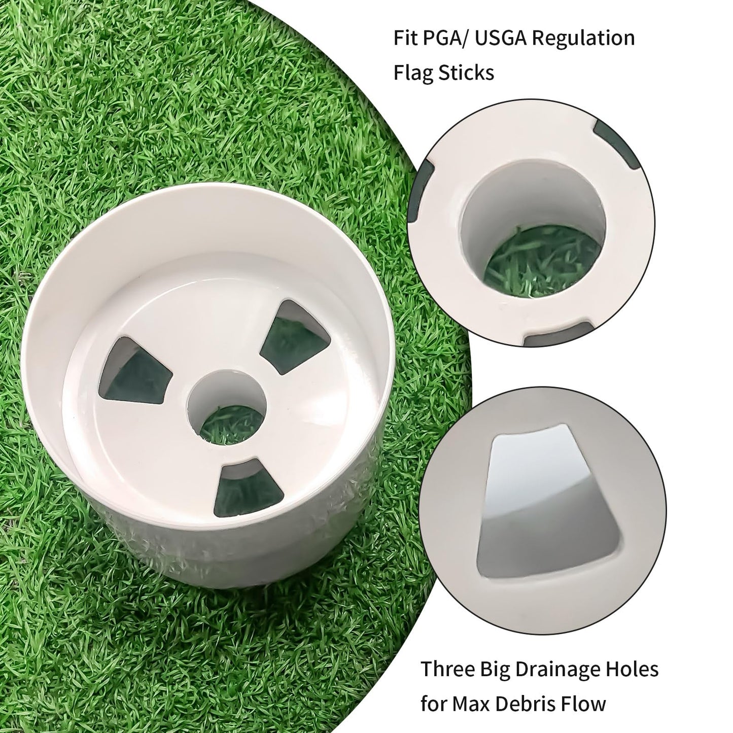 Crestgolf 4PCS Golf Hole Cup,Accessories for Backyard Practice Putting Green, ABS Plastic Golf Putting Cup for Outdoor,Fits PGAL|PGA|USGA Regulations, Dimension 4" Depth, Diameter 4 1/4 inches