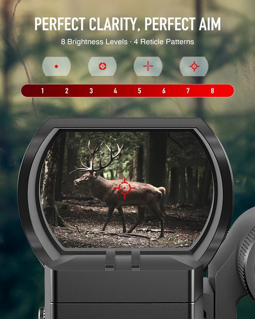 HIRAM Reflex Sight Laser Combo, 2 MOA Red Dot Sight with Green Laser 4 Reticle Patterns 8 Brightness Settings for 20 mm Picatinny Weaver Rails, Tactical Optics for Rifle Pistol Airsoft
