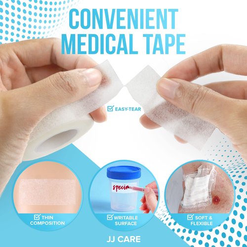 JJ CARE Micropore Tape [Pack of 28], 1” x 10 Yards, Breathable Paper Tape Medical Use, Latex-Free Paper Surgical Tape, Individually Boxed Paper Bandage Tape Rolls