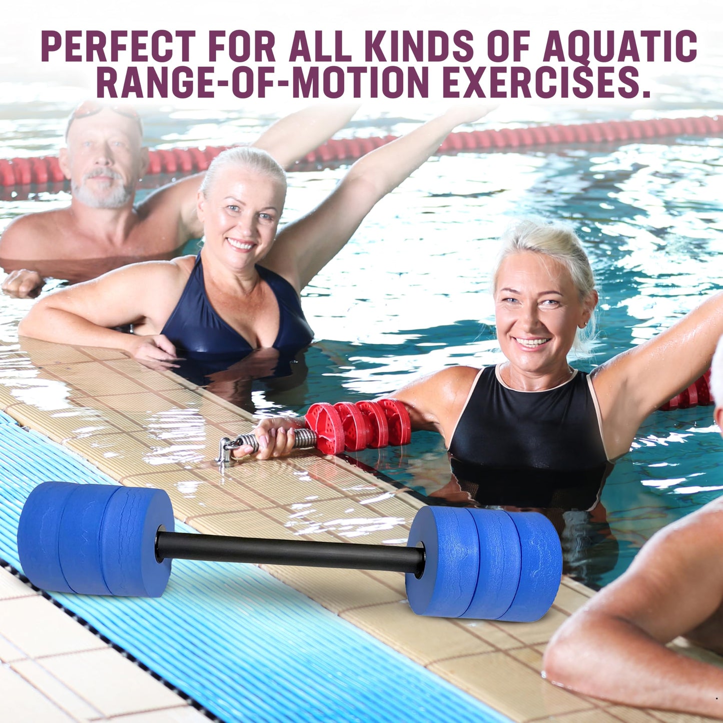 Kemp USA Aquatic Bar Float - 26 Inch Soft Foam Padded Dumbbell Set for Swimming Pool, Water Aerobics & Fitness Exercise - Non-Water Absorbing, Designed for All Ages.