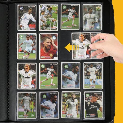 GERMUN PU Card Binder - Premium 16-Pocket Holder for 1000+ Cards | Double-Sided Album (Black)