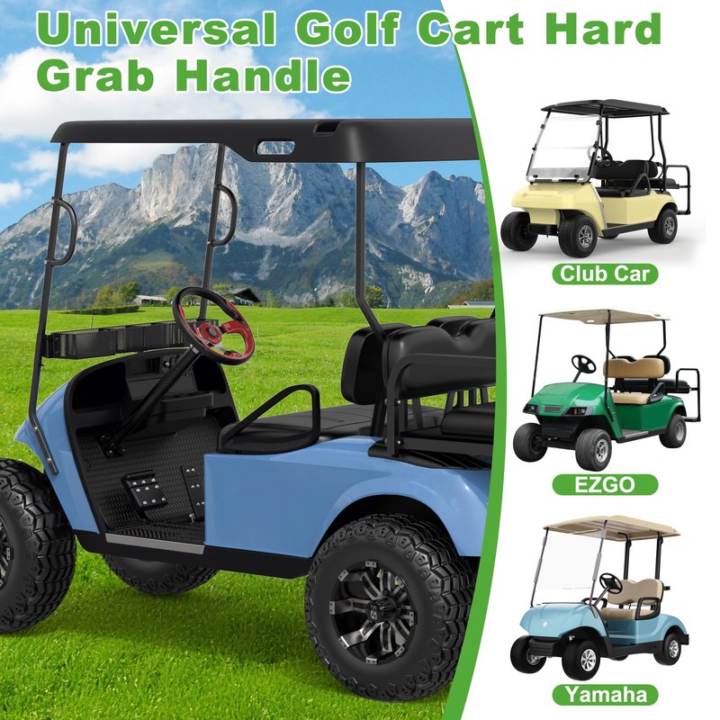 10L0L Universal Golf Cart Grab Handle Roof Struts Handle Universal Compatible with EZGO/Club Car/Yamaha Square Tube Vehicles, Easy Installation, Set of 2