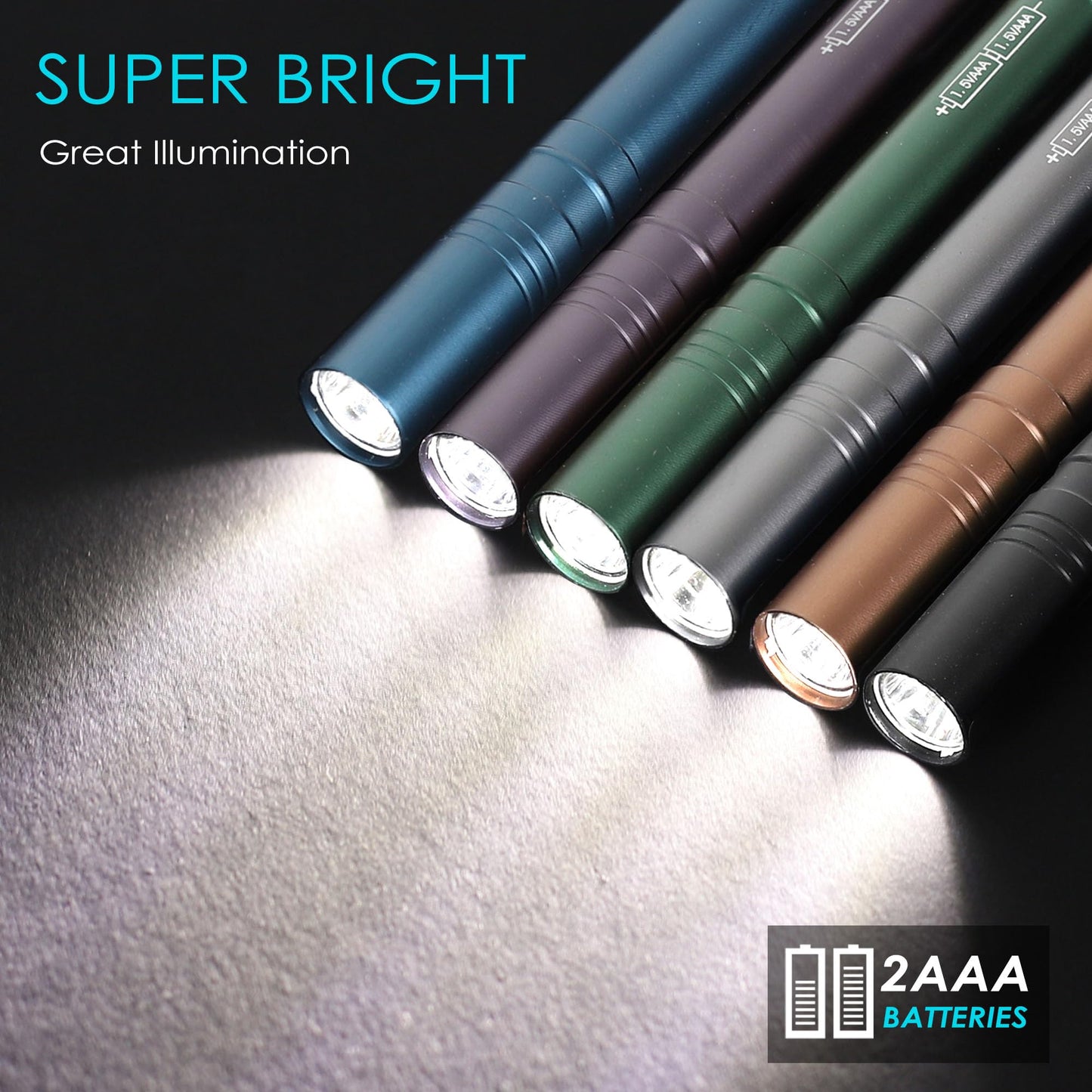 FASTPRO 24-Pack Pen Light, Aluminum LED Penlights with Batteries Included & Pre-Installed, Pocket Pen Flashlight for Inspections, Repairs, Camping and Emergencies