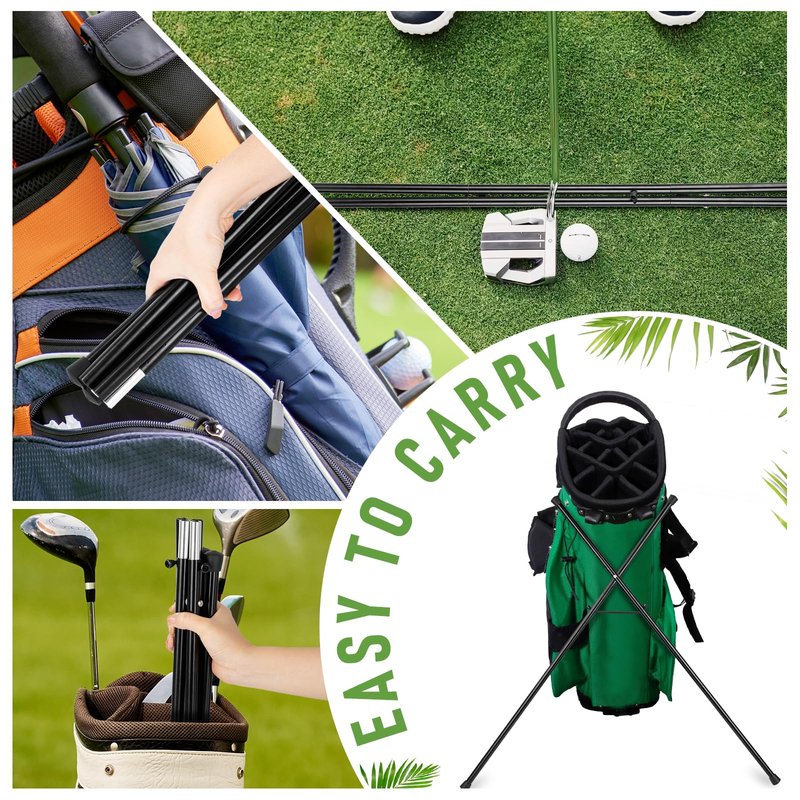 Black Golf Bag Stand Attachment with Screw and Carry Bag - Strengthen Alluminum Alloy Foldable Golf Stand Legs Only - Easy Carry Portable Stand for Golf Bag - Attachable Golf Club Bag Accessories