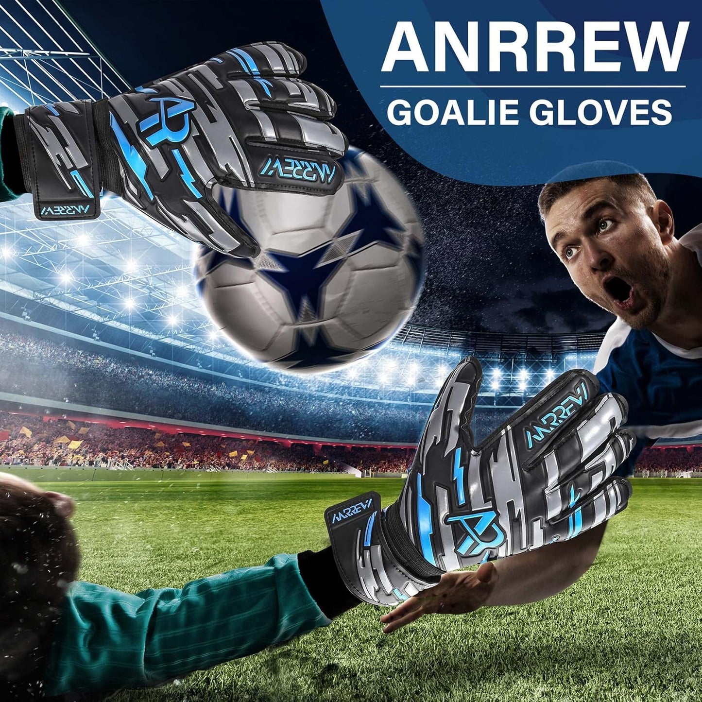 Skiennix Soccer Goalie Gloves - Finger-Save & Double Wrist Protection | Superior Grip for All Ages