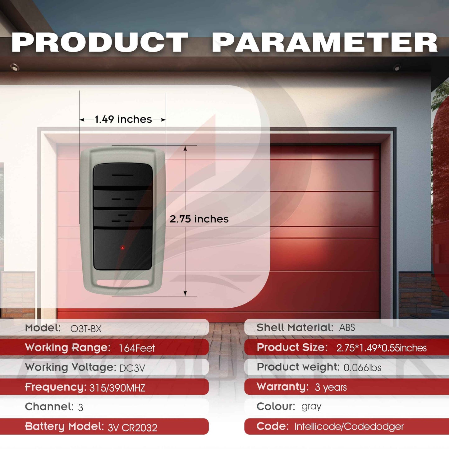 2-Pack O3T-BX/O3T-A Overhead Door Garage Door Opener Remote, Compatible with Legacy Python Odyssey Destiny Phantom, 3-Year-Warranty