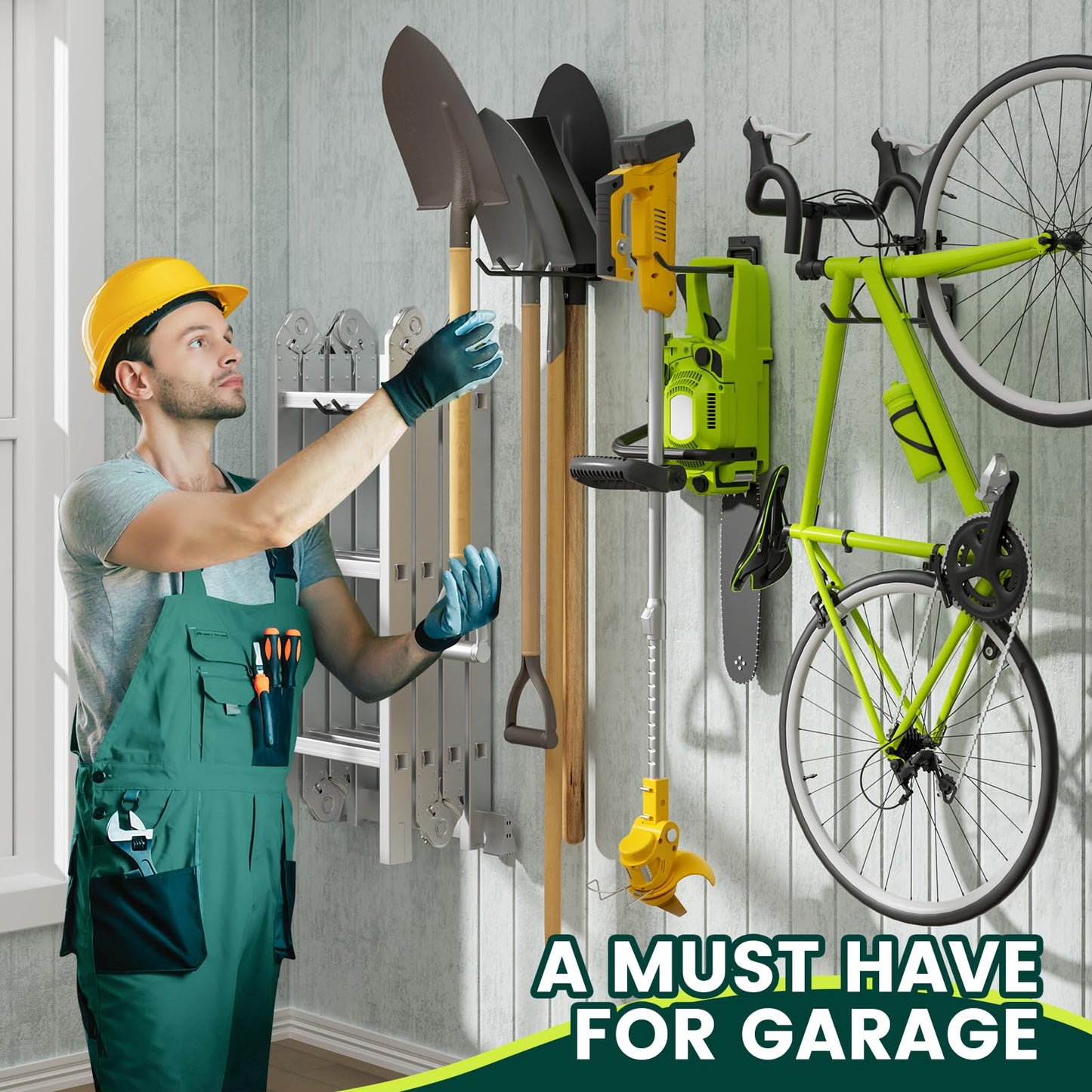 zacurter Wall Mount Garage Tool Organizer Storage Hook for Yard Shed, Garden Tool Holder Organizer Rack, Metal Garage Garden Tool Hanger for Lawn Organizer Holds Shovel,Rakes,Brooms,Hoses 4 Pack