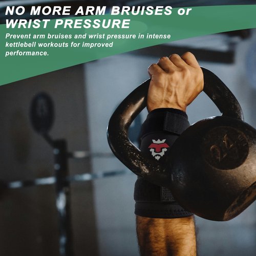 Kettlebell Wrist Guards, Adjustable Straps for Comfortable Fit, 7mm Protection - Covers Wrist and Forearm, Wear on Skin and Shirt, Lightweight and Durable (Pair)
