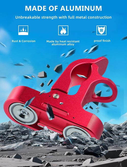 Magnetic Golf Holder Clip for Golf Cart with Hook Design, Aluminum Alloy Golf Cart Hold with Secure Grip & Hook & Loop Strap, Golf Cart Accessories, Ideal Golf Gifts for Men - Red