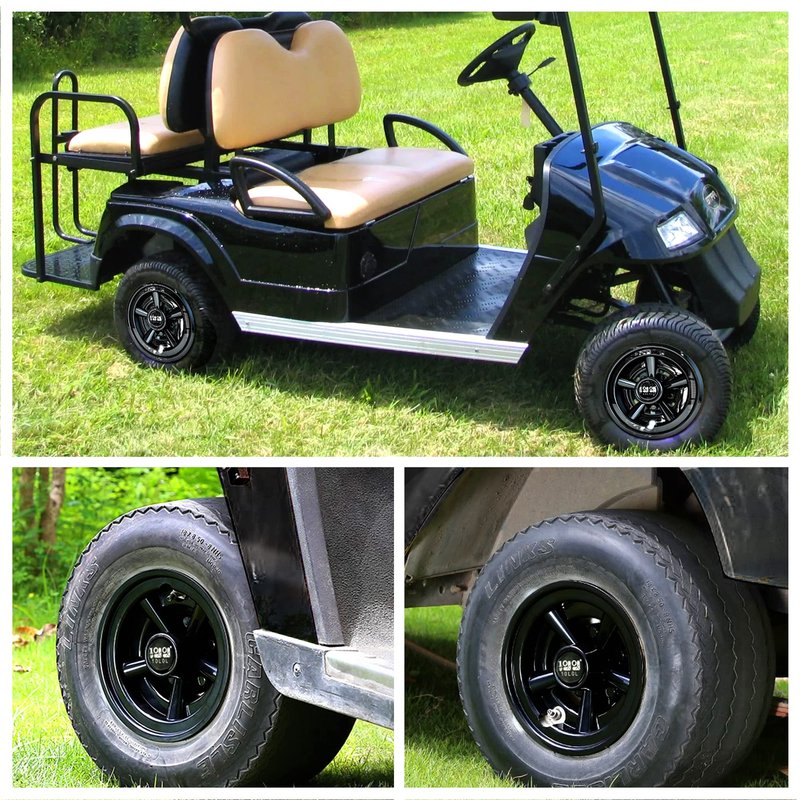 10L0L Golf Cart Hubcaps, 8 inch Wheel Covers Set of 4, Universal Hub Caps for Yamaha, Club Car, EZGO, Black