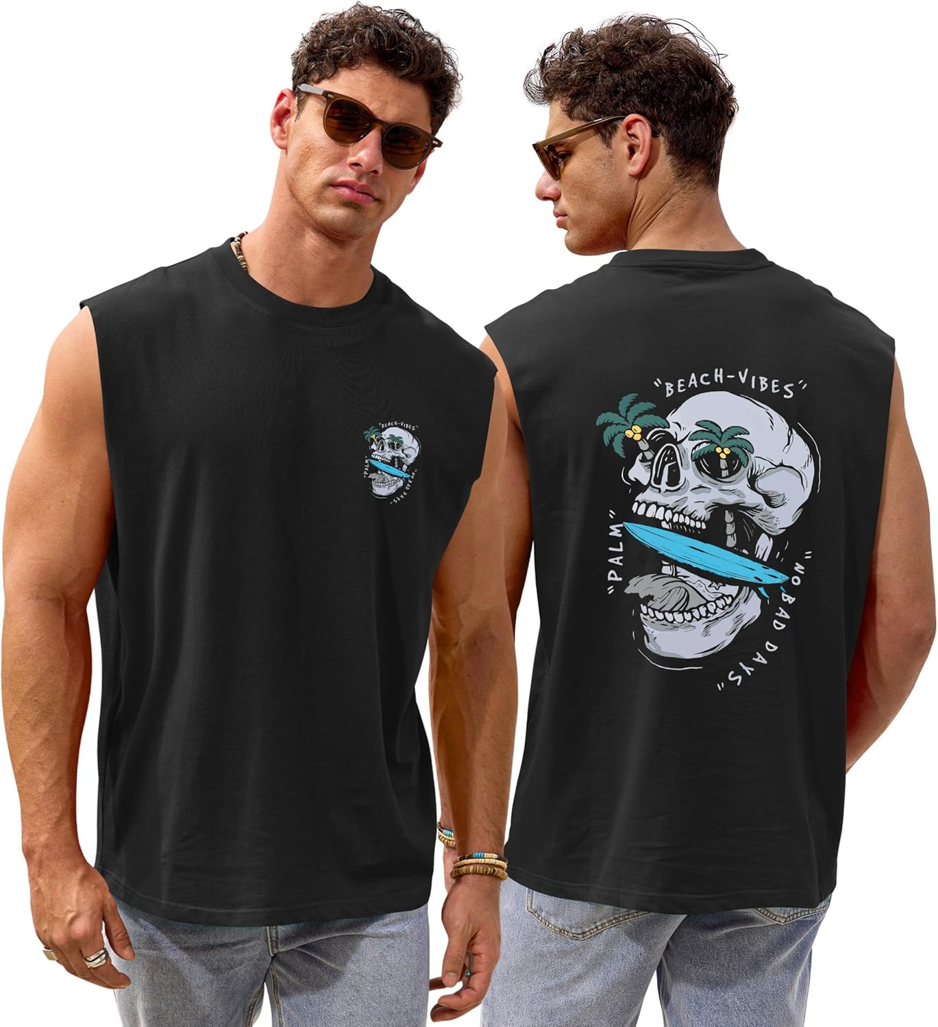 Skiennix Men's Graphic Tank - Soft Cotton Sleeveless Casual Shirt | Loose Fit (S-XXL)