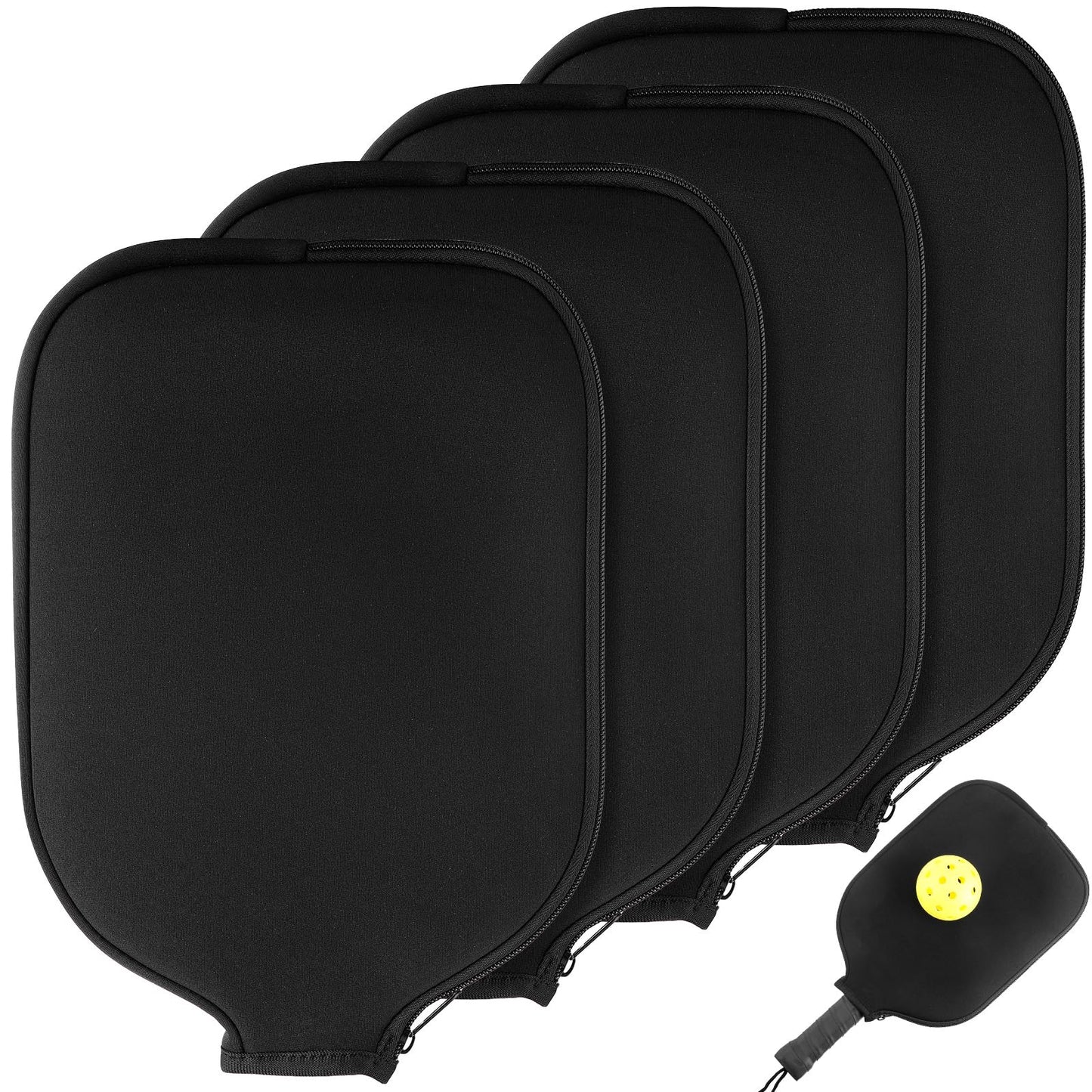 VioraWhite Paddle Cover Compatible with Pickleball Dink Ball Racket Neoprene Cover Universal Accessory Durable Dink Ball Protective Accessory(4 Pcs)