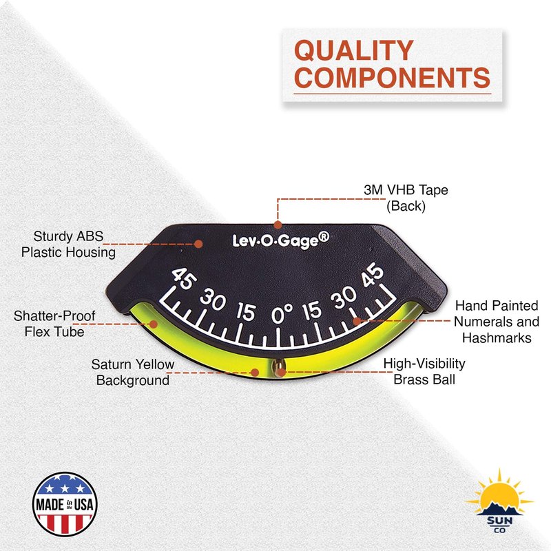 Sun Company Lev-o-gage Heel-Angle Sailing Clinometer (Marine Model) | Mounts on Bulkhead of Boat