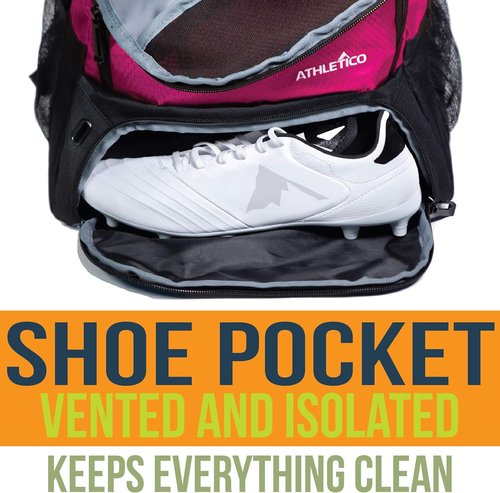 Athletico Youth Soccer Bag - Versatile Backpack for Soccer, Basketball & Volleyball | Cleat & Ball Compartment Included