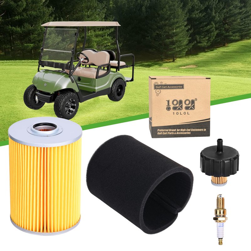 10L0L Golf Cart Air Filter Tune Up Kit for Yamaha with Spark Plug, Filter Kits Set for G2 G8 G9 G11 4 Cycle Gas 1985-1994, Replace J10-14417-00 J38-14450-00