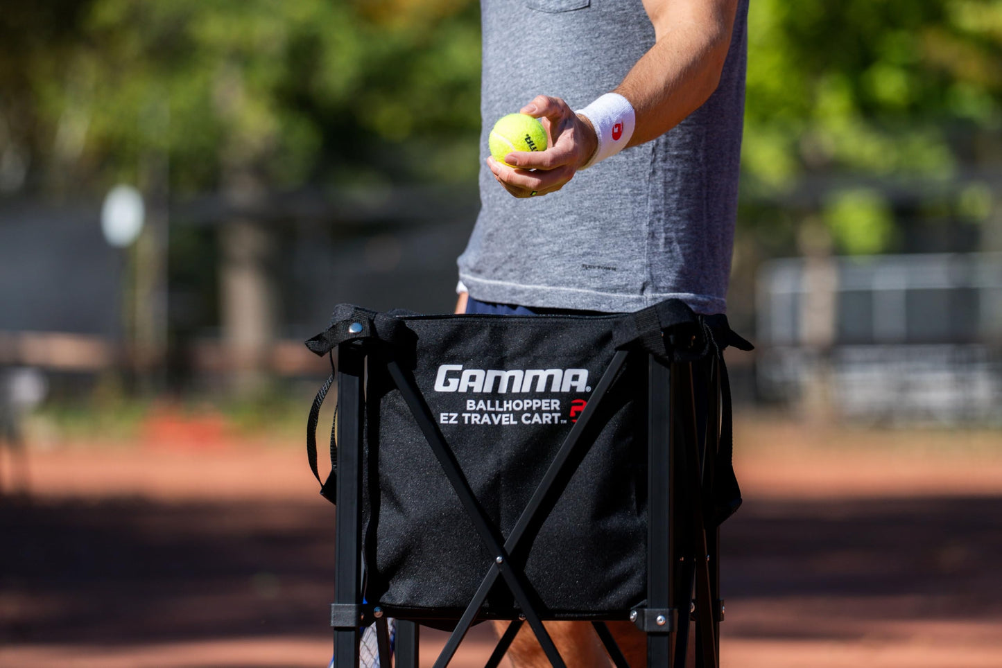 GAMMA Sports EZ Travel Cart, Tennis Pickleball & Padel Hopper, Portable Compact Design, Sturdy Lightweight Construction, EZ Bags, 150 Tennis Ball Capacity, Premium Carrying Case Included