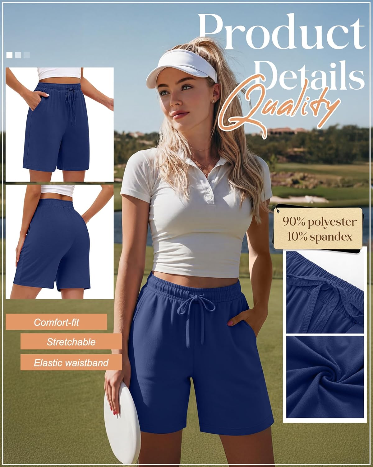 Neer Women's Bermuda Shorts - 3 Pack Jogger Yoga Sweat Shorts with Pockets | Knee Length