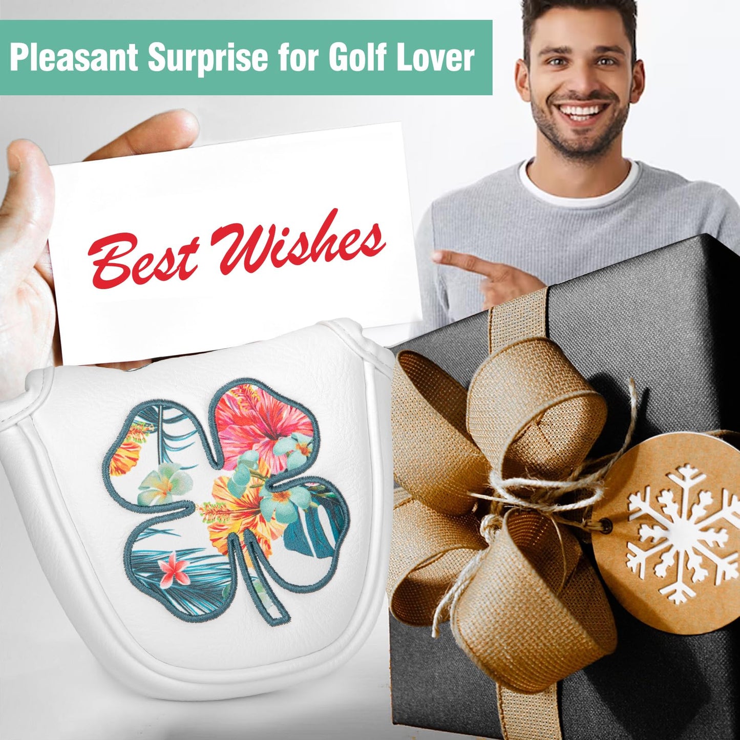 BAIRBRE Golf Putter Covers Mallet Putter Headcover Blade Putter Cover Golf Club Covers with with Magnetic for Most Brand (Blade Putter/White)