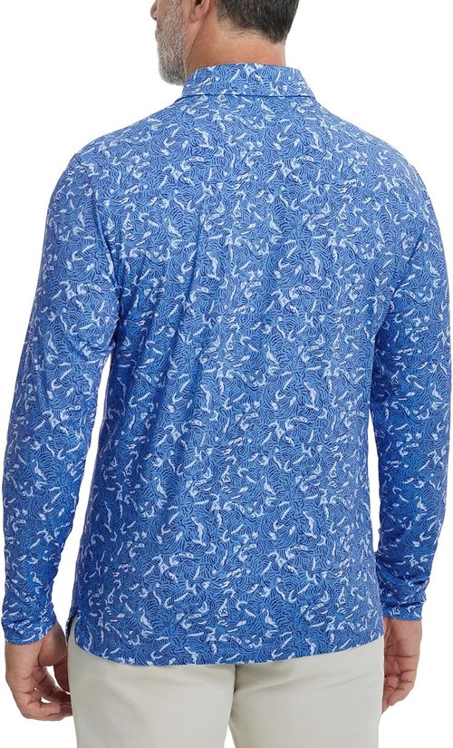 M MAELREG Golf Shirts for Men - Moisture-Wicking Dry Fit Long Sleeve Polo | Casual Print Design