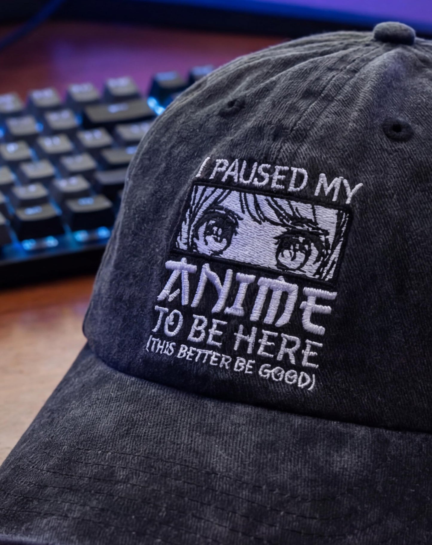 InnoBeta Anime Gifts Cap for Men, Adjustable Vintage Washed Cotton Embroidered Hat, Birthday Kawaii Gift for Anime Lovers, Girls - Dark Grey