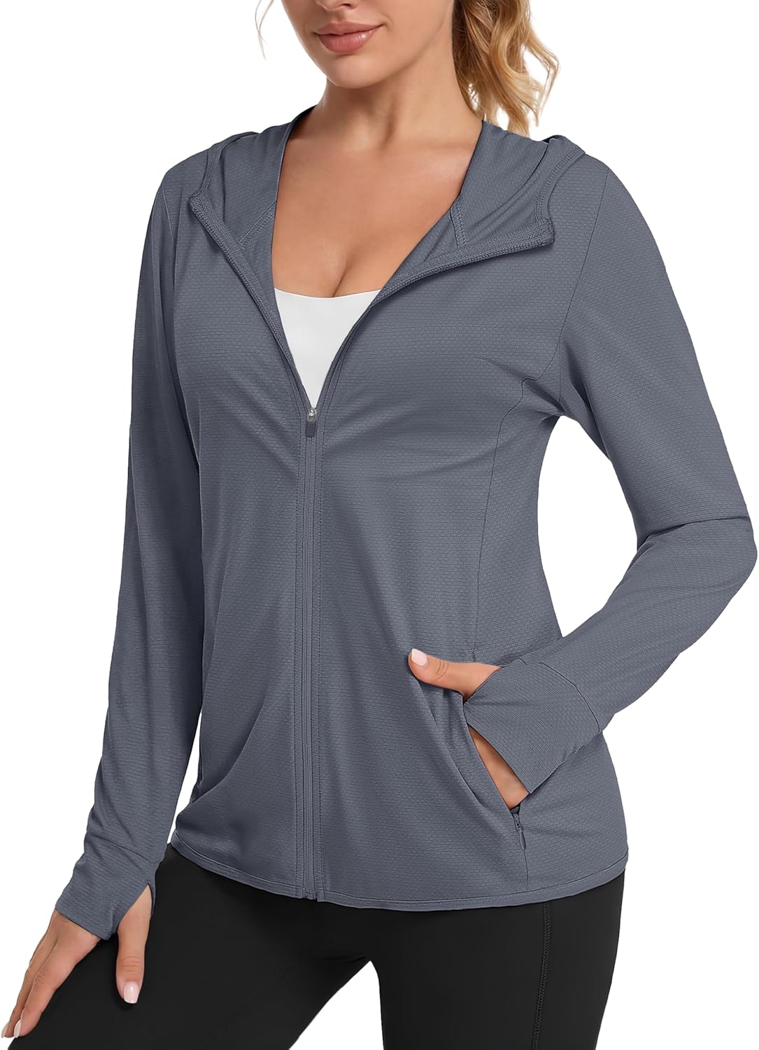 TACVASEN Women's Lightweight Sun Hoodie - UPF 50+ UV Protection Zip-Up Jacket | Long Sleeves