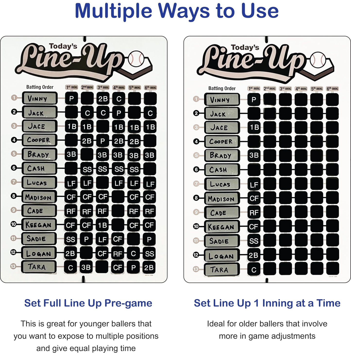 Jacer Products 13 Player Line Up Board (13 Player Line Up Board, Gray)