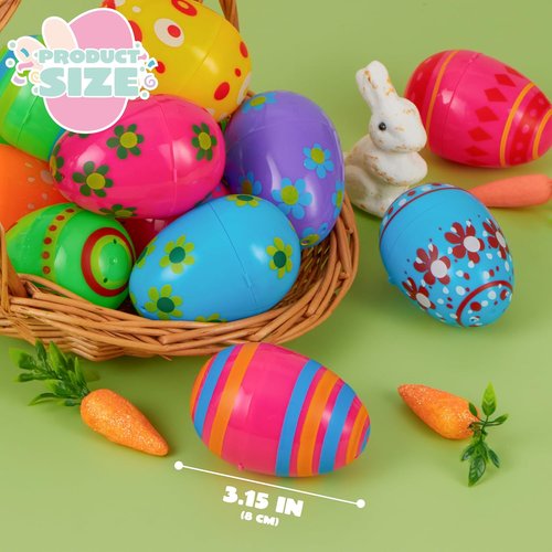JOYIN Colorful Fillable Plastic Eggs - 3.15 Inch Bulk Set for Easter Hunts | 30 Pcs Party Favors