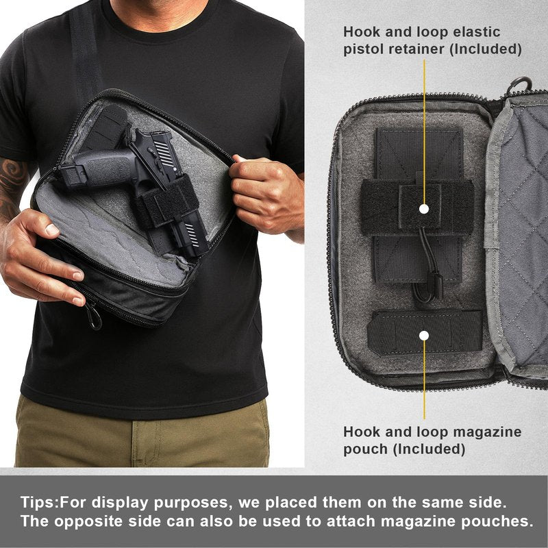VOTAGOO Concealed Carry Waist Bag – 420D Nylon Water-Resistant Fanny Pack for Men with Hidden Pocket & Adjustable Belt – 10”W x 6”H x 3”D (Black)