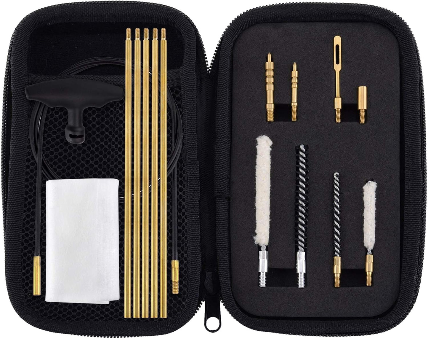 Raiseek Airgun Cleaning Kit - .177 & .22 Caliber | Cotton Mop, Brass Rod, Nylon Brushes, Compact Case