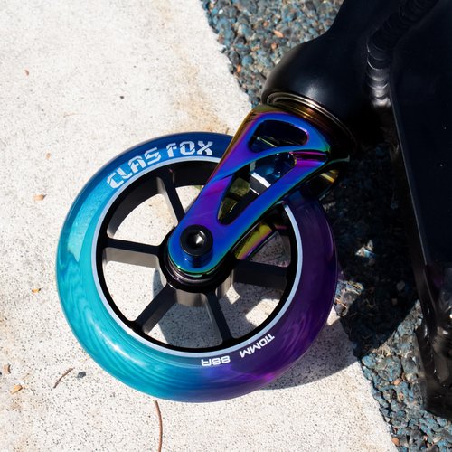 CLAS FOX Mixture Wheels 88A Pro Stunt Scooter Wheels One Pair with ABEC-9 Bearings CNC Metal Core (2pcs) (Purple+Blue+Green, 110mm)
