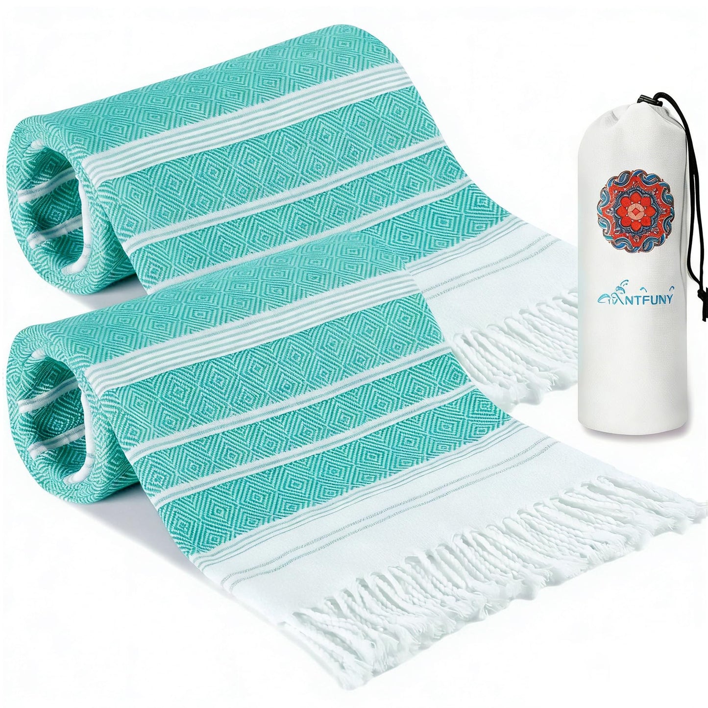 2 Pack Turkish Beach Towels Vacation Essentials Quick Dry Absorbent Adult Oversized Bath Pool Swim Long Towel Lightweight Thin Fast Drying Over The Lounge Chair Towel Sand Repellent Anti Green