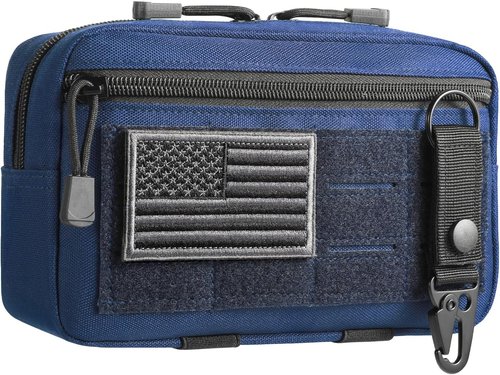 FRTKK Tactical Molle Admin Pouch - Utility Laser Cut EDC Tool Bag with US Flag Patch | Horizontal Design
