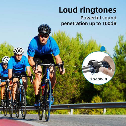 NANSIKE Black Bicycle Bell, Innovative Aluminium Mini Bell Bicycle Handlebar Bell 100 dB Bell, Crisp and Loud Sound, New Upgraded Bicycle Mountain Bike Horn, for 22-24mm (0.86-0.94inch) Handlebar