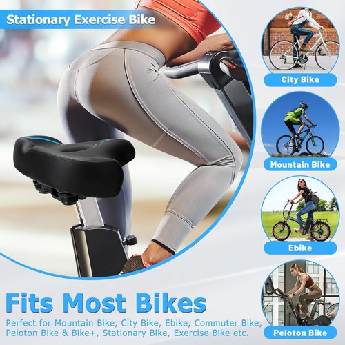 CDYWD Oversized Bike Seat - Extra Wide Comfort Cushion for Men & Women | Large Padded Replacement Saddle for Peloton & Cruiser Bikes