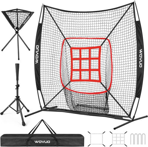 Baseball Training Net by [Brand Name] - 7x7 Ft Softball Pitching Net with Strike Zone & Ball Caddy