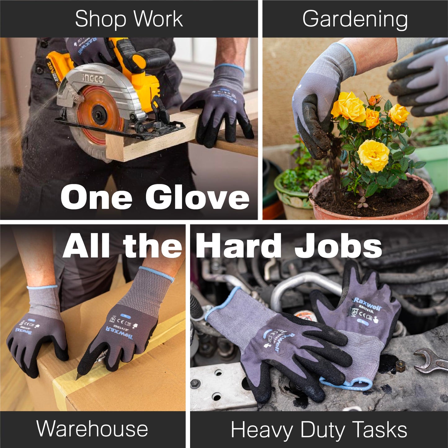 Work Gloves MicroFoam Nitrile Coated Firm Grip for Men and Women, Abrasion Resistant Seamless Knit Nylon Gloves for Garden, Yard, Mechanic, Construction and Industrial Tasks – 36 Pairs (Grey) S