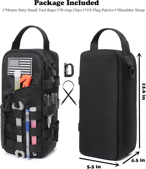 Heavy Duty Tool Bag by [Brand Name] - 12-Inch Tactical Molle Organizer with D-Ring Clip & Shoulder Strap